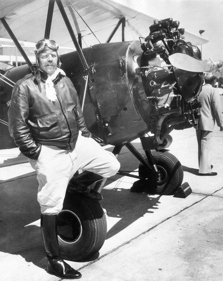 Pilot Merton A. Meade Jr. landed a 1920s-era Pitcairn Mailwing at Byrd International Airport in Henrico County, 1978.