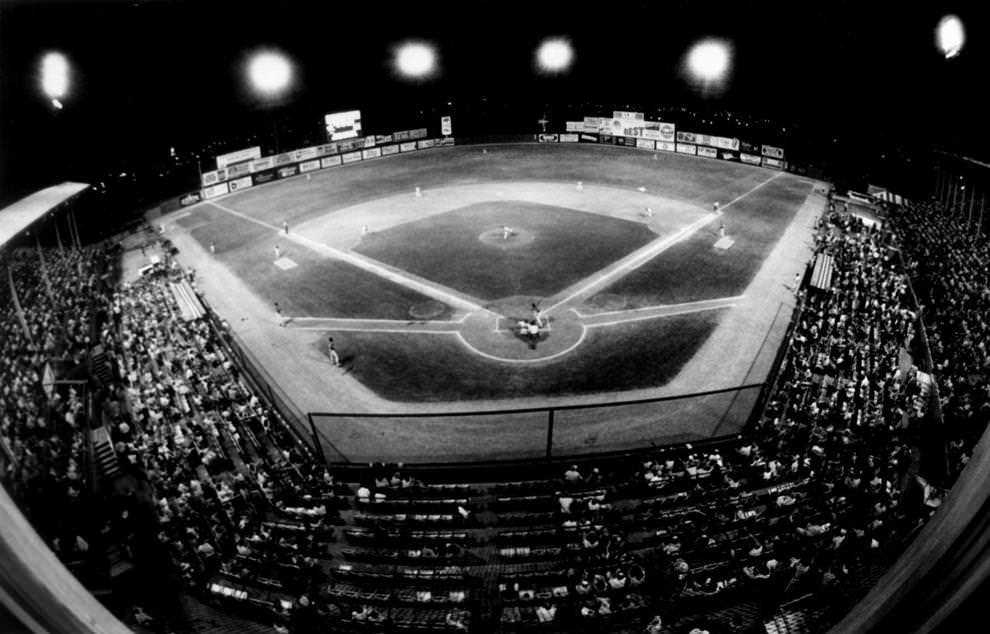A crowd of almost 6,000 watched the Richmond Braves play their final Triple-A baseball game at Parker Field on the Boulevard, 1984