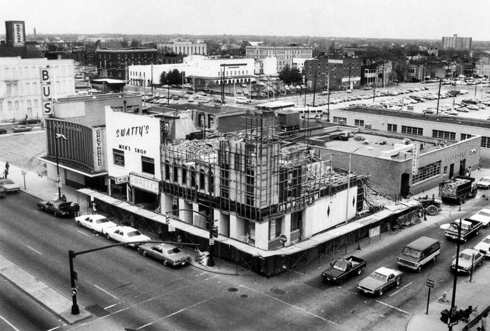 Preparations for construction of the Richmond Convention Center were underway along East Broad Street downtown, 1982