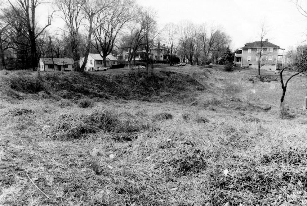 A hillside in South Richmond’s Woodland Heights neighborhood, near 27th Street, where homes would be built, 1985