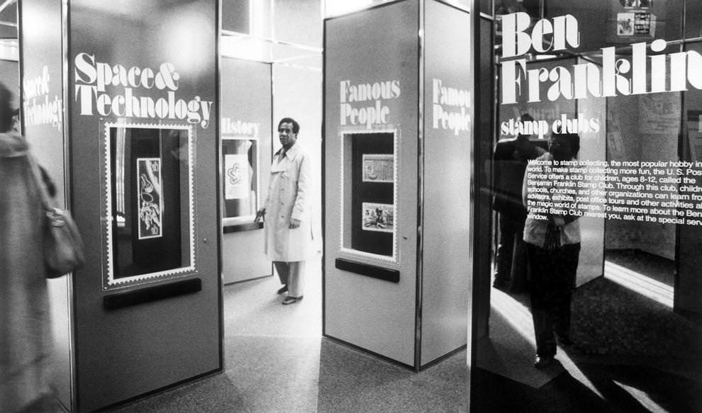 Patrons toured an exhibit on stamps at Richmond’s main post office at 1801 Brook Road, 1980