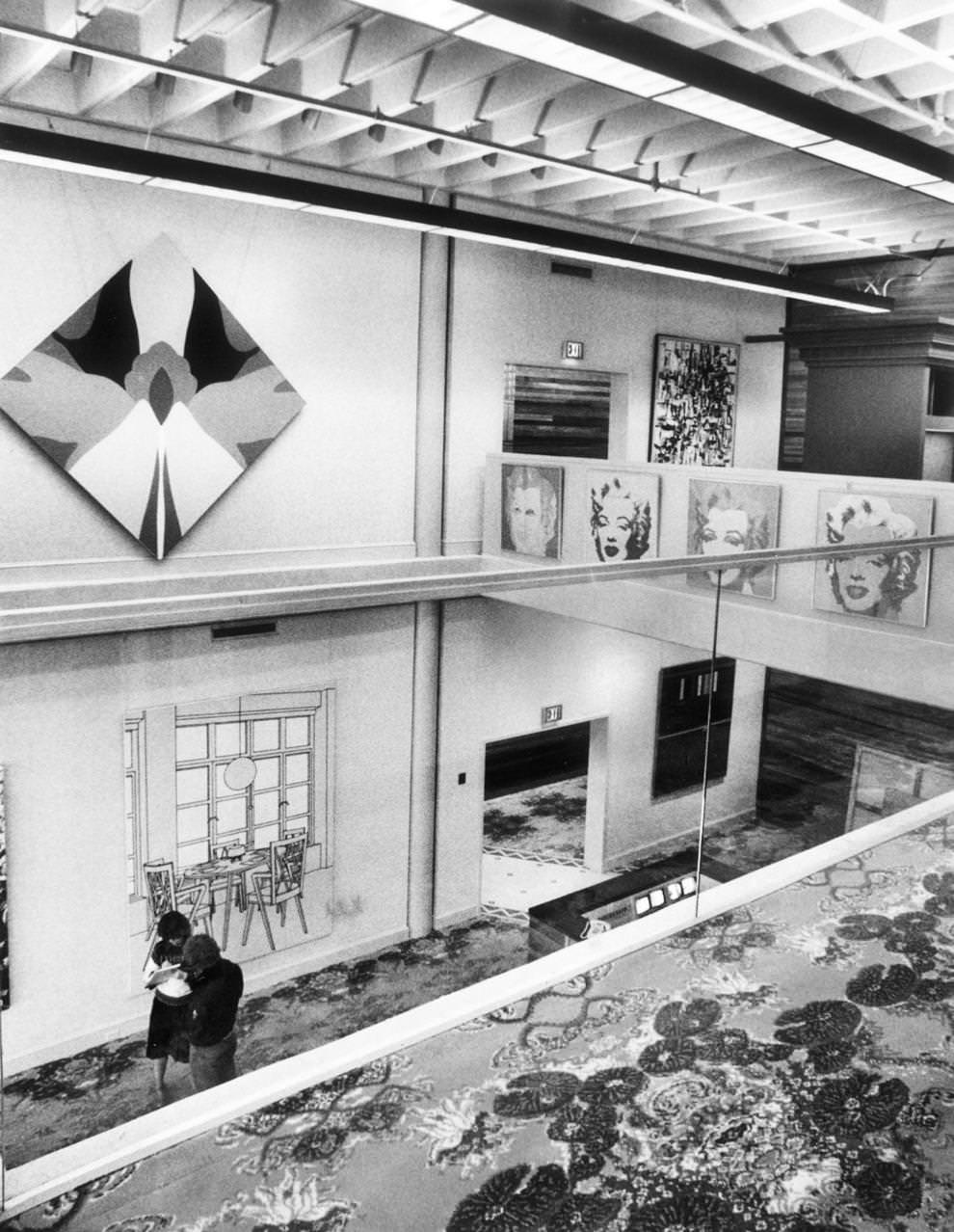The interior of Best Products Co.’s headquarters at Interstate 95 and Parham Road in Henrico County, 1980.
