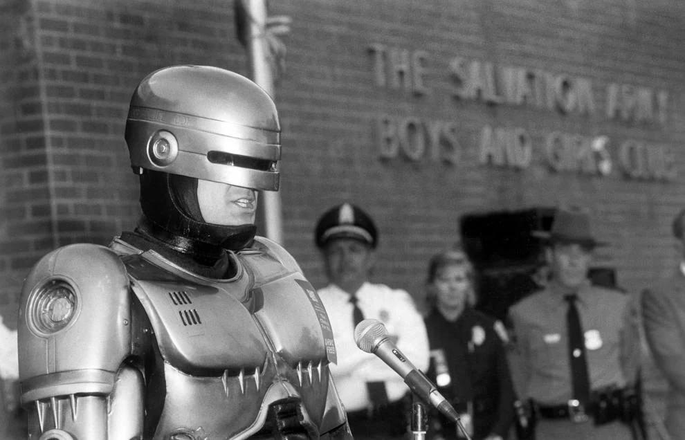 RoboCop, the virtually indestructible police officer from the 1987 hit film, was in Richmond at the Salvation Army Boys and Girls Club as part of SMART Moves, 1990