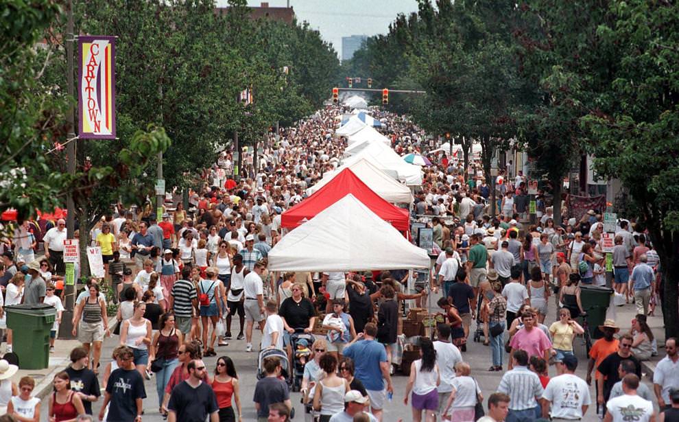 Carytown was awash with visitors to the annual Watermelon Festival held Sunday, 1999
