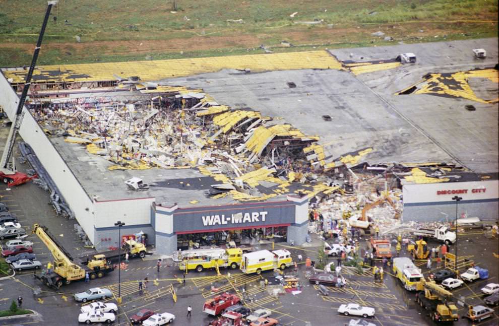 A strong tornado that hit the Tri-Cities on Aug. 6, 1993, killed three people at the Colonial Heights Walmart. A fourth person died about a mile away.