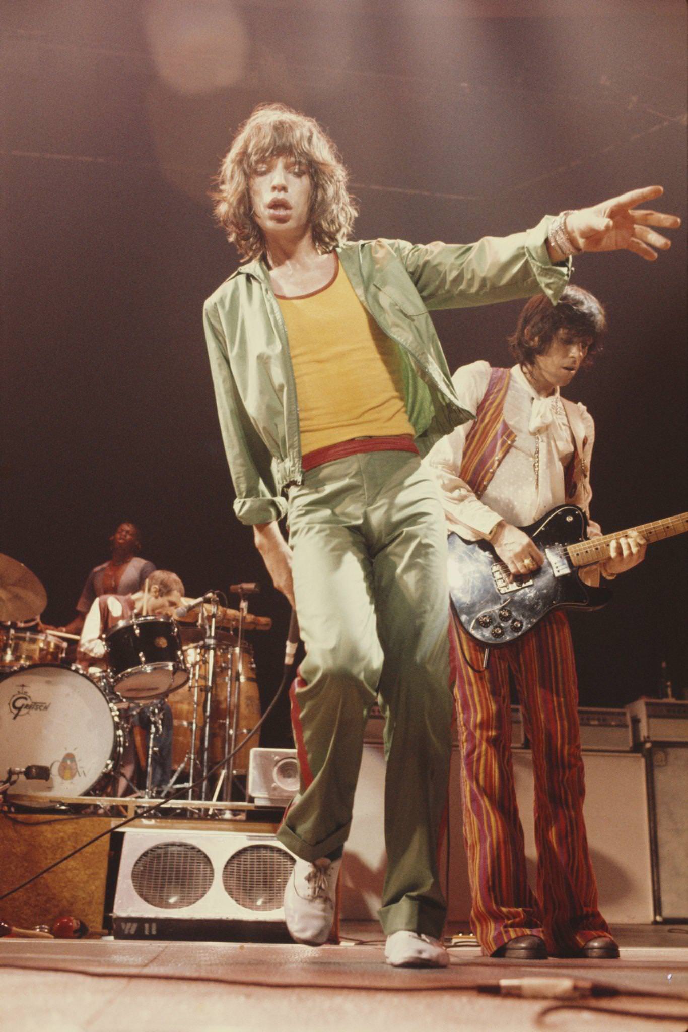The Rolling Stones perform on their tour in the United States, June 1975.