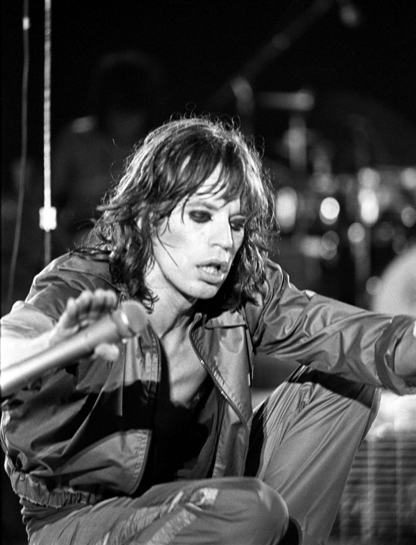 Mick Jagger performs on stage at Madison Square Garden during the band's "Tour of America '75" on July 23, 1975, in New York, New York.