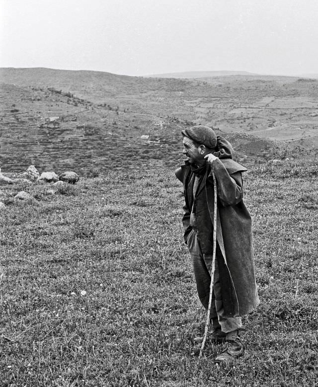 Sicilian shepherd, Enna, Sicily, 1971