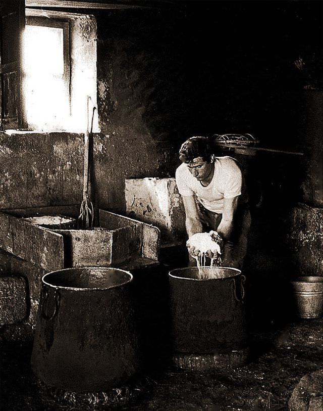 The buttermilk curd, Ferla, Sicily, 1971