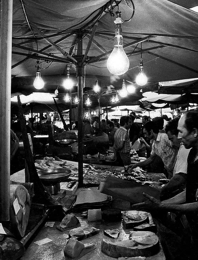 Fish market in Catania, Sicily, 1973