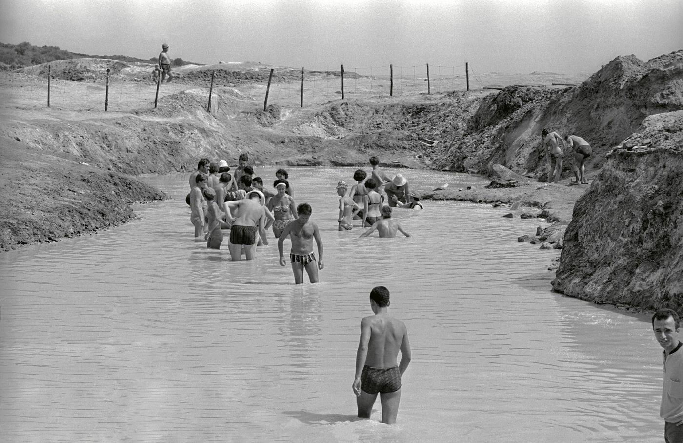 Sulfur mud baths on Vulcano Island, Sicily, June 1970.