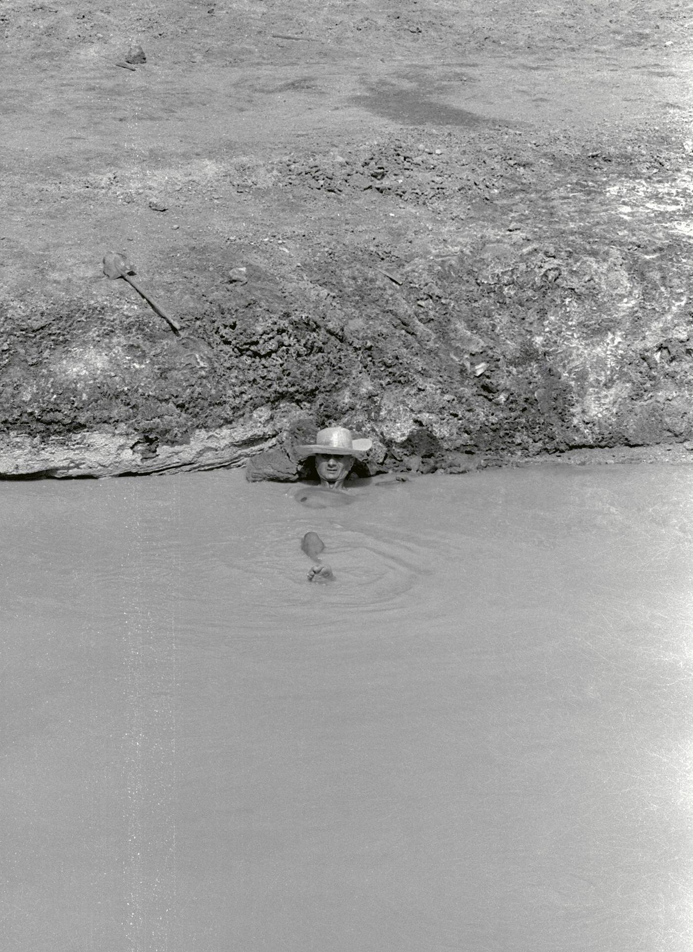 Sulfur mud baths on Vulcano Island, Sicily, June 1970.