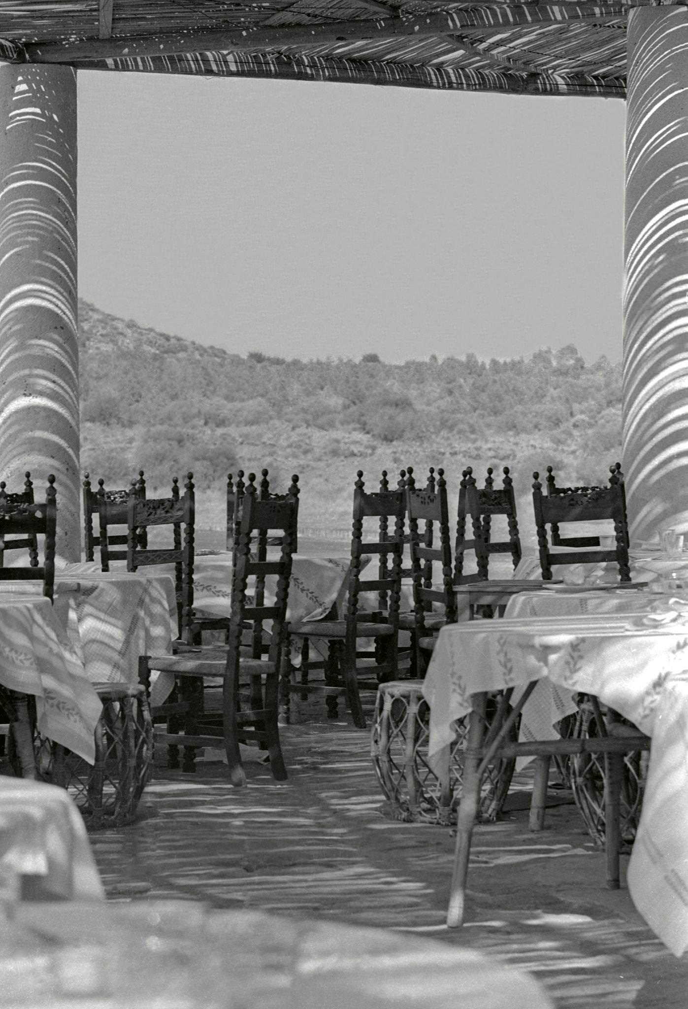 Restaurant on Vulcano Island, Sicily, June 1970.