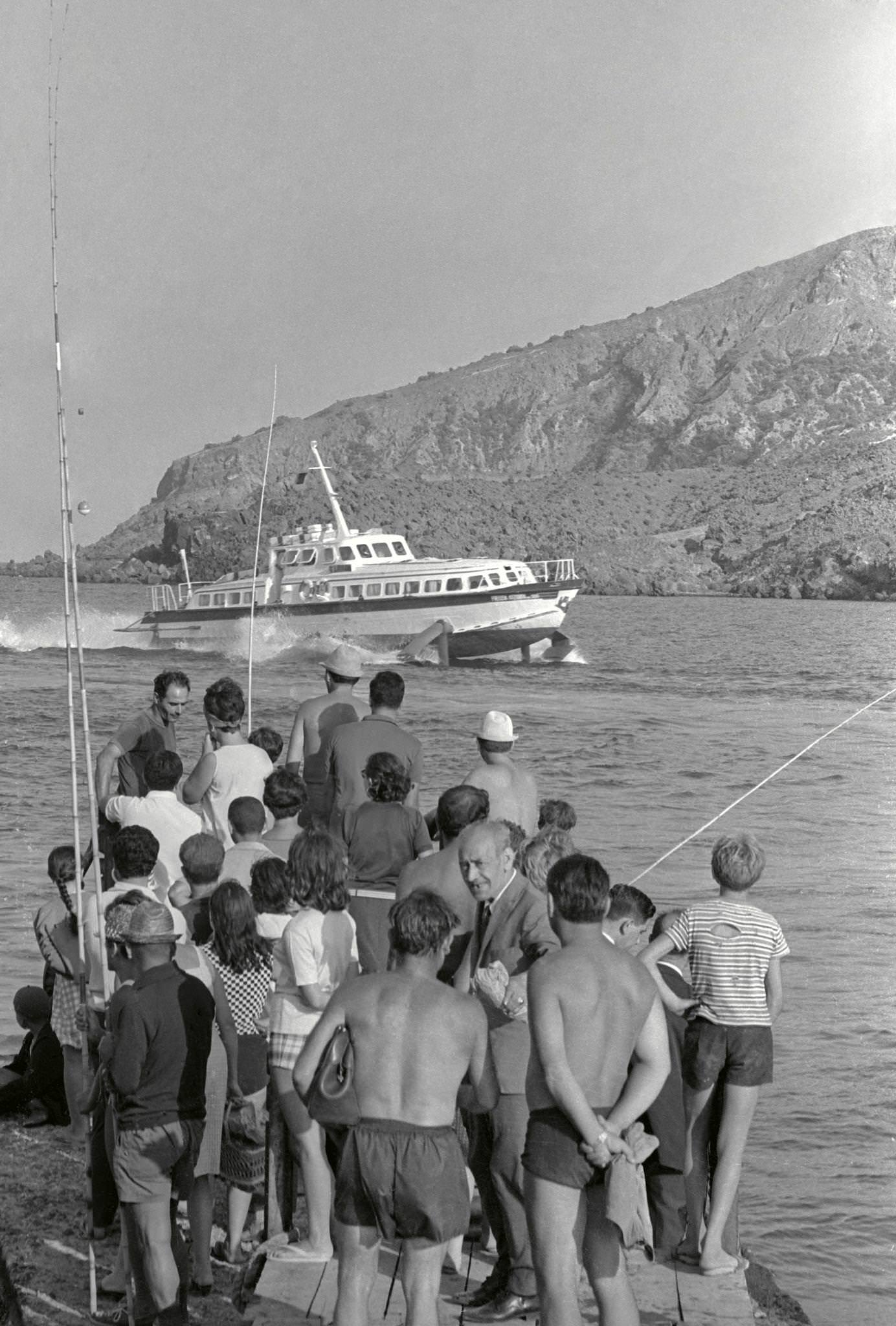 Waiting for the hydrofoil on Vulcano Island, Sicily, June 1970.