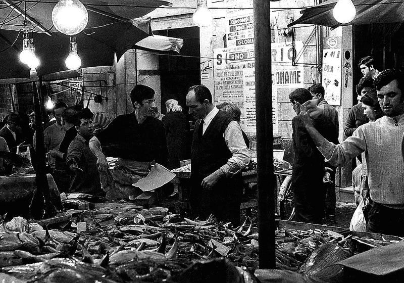 Fish market in Catania, Sicily, 1971