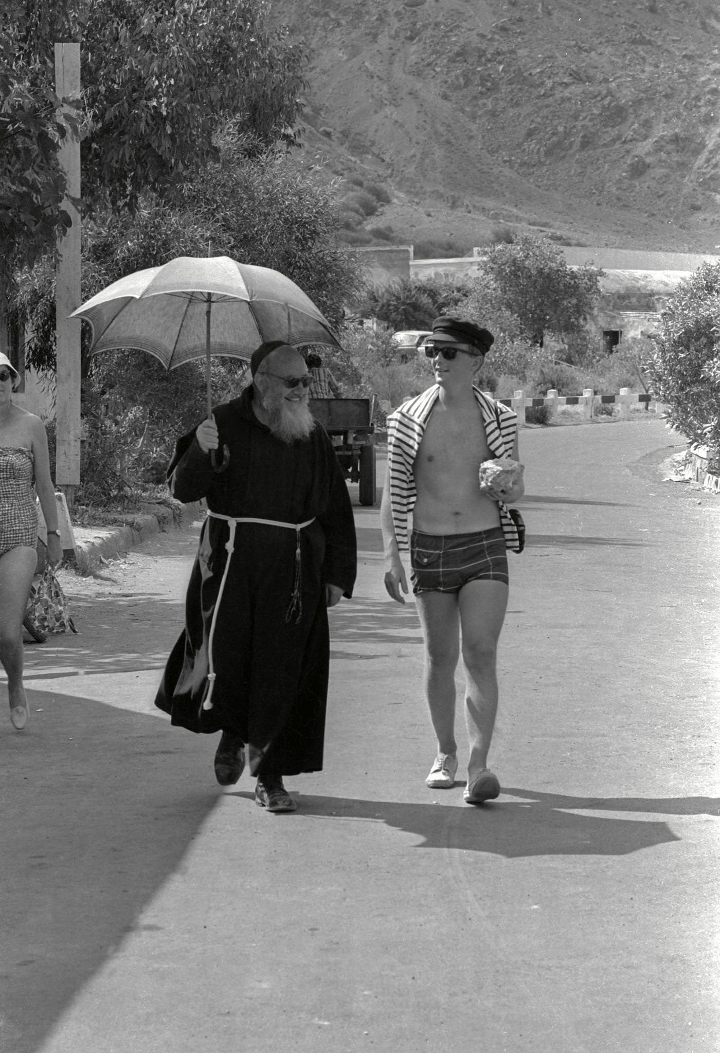 Strolling on Vulcano Island, Sicily, June 1970.