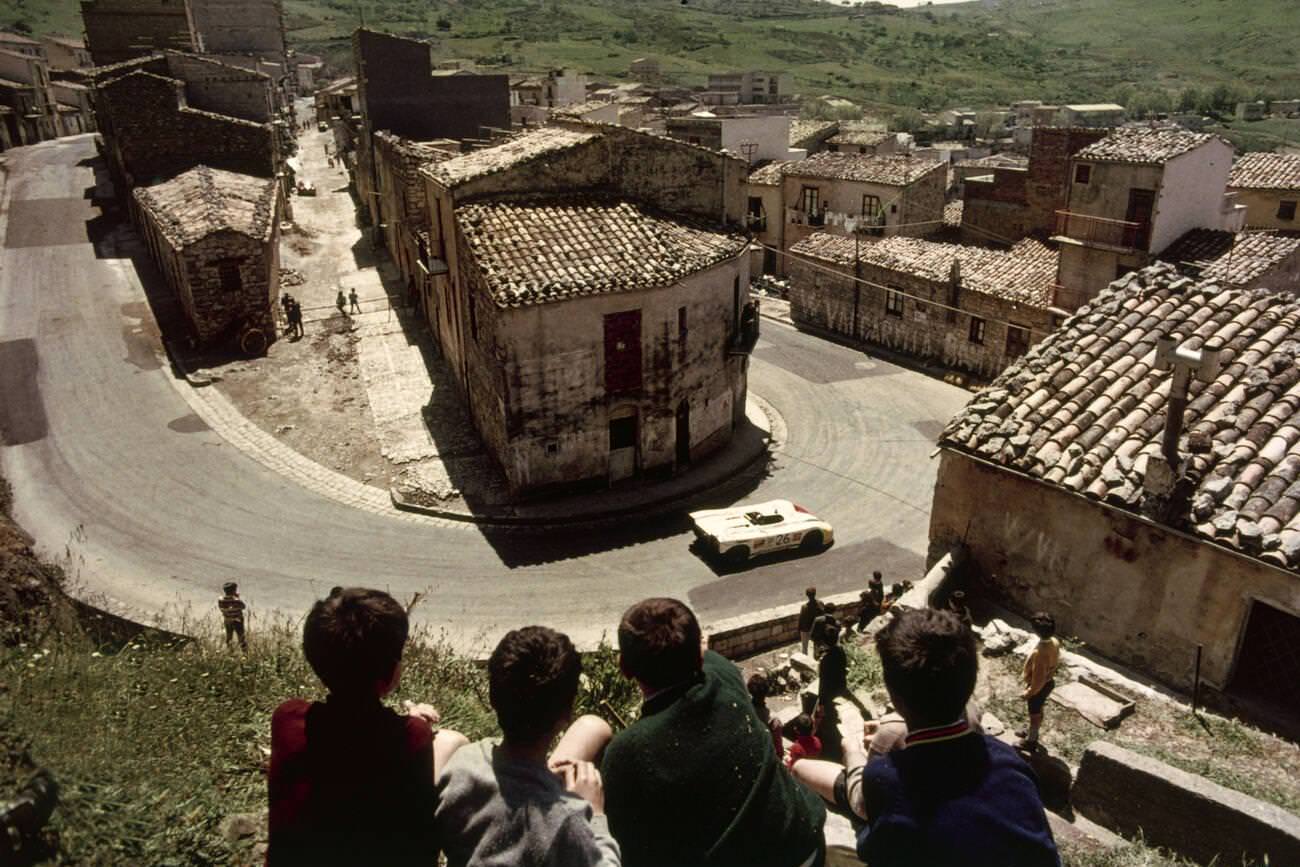Targa Florio car racing in Sicily, 1970.