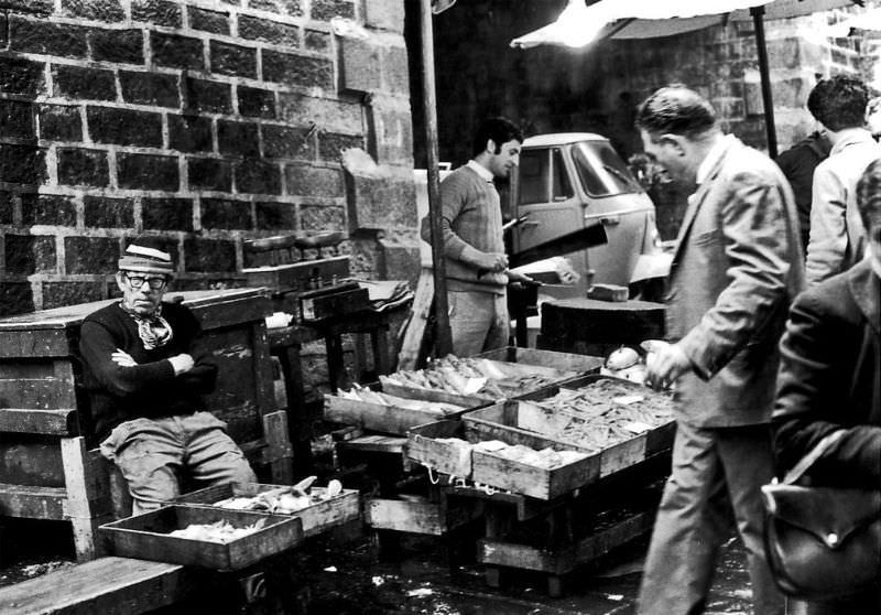 Fish market in Catania, Sicily, 1971