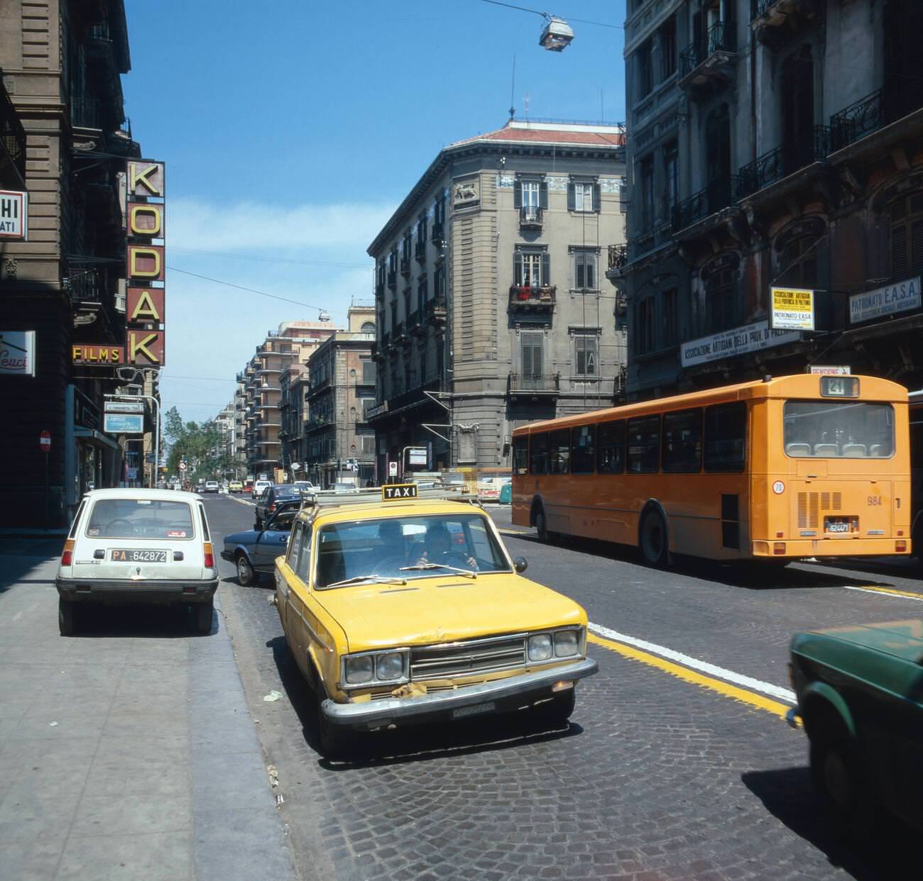 Traffic in Palermo, Sicily, in the 1970s.