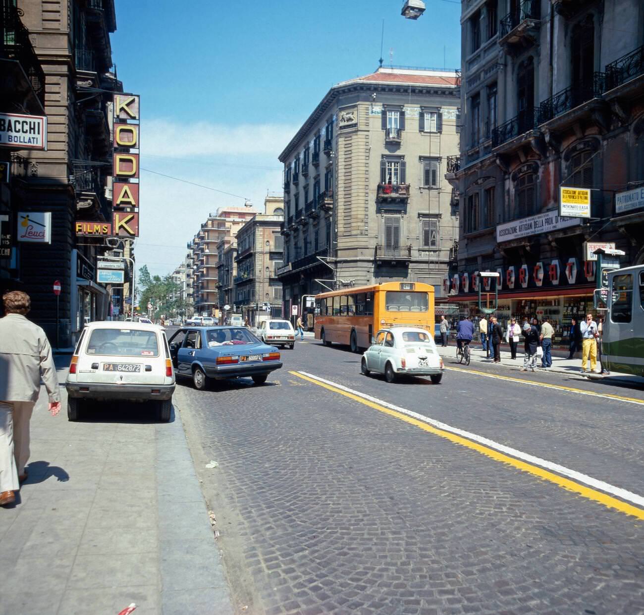 Traffic in Palermo, Sicily, in the 1970s.