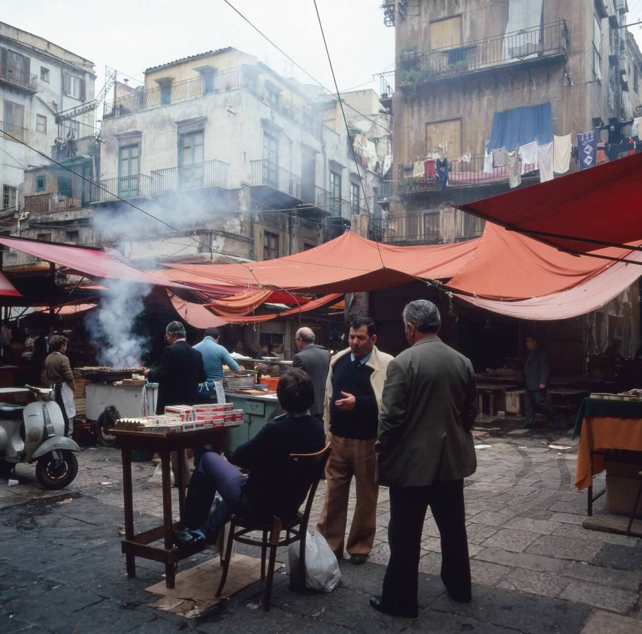 Market day in Palermo, Sicily, in the 1970s.