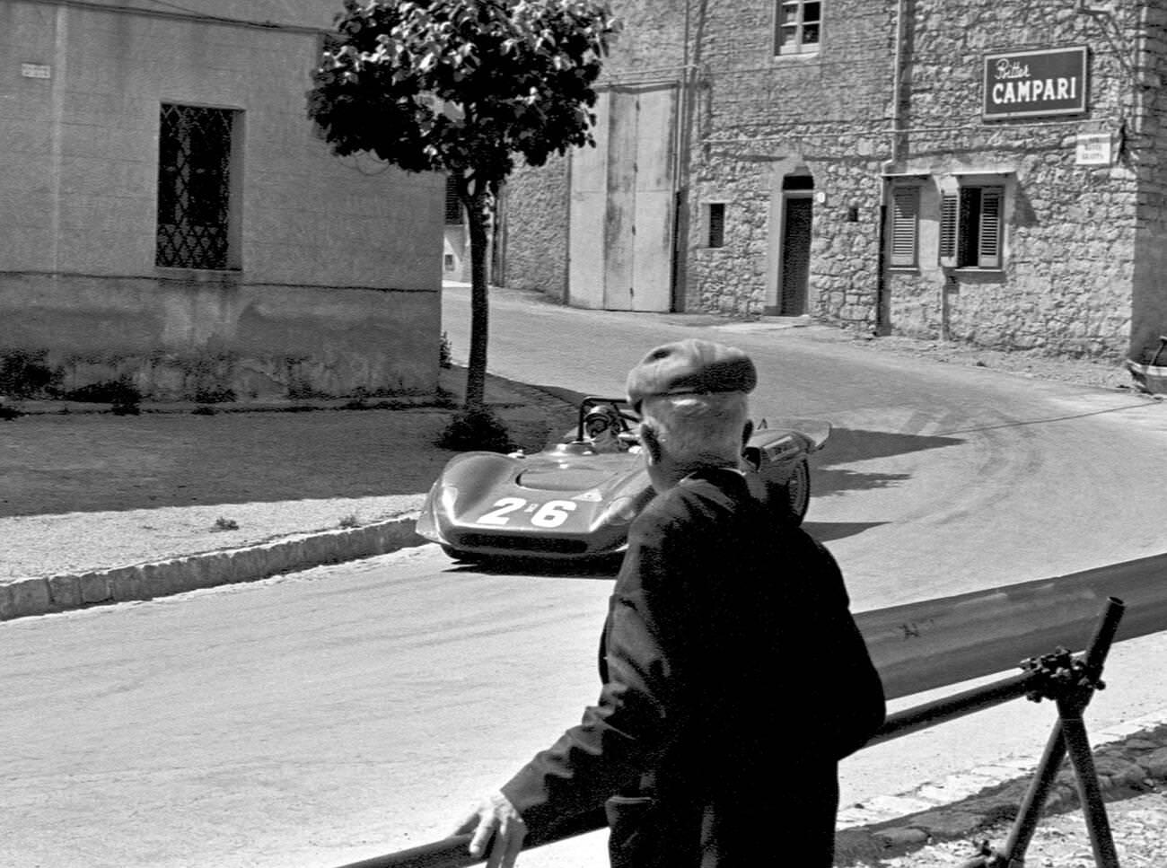 Ferrari Dino 206S driven by Lo Piccolo in the Targa Florio race, 1971 (did not finish).