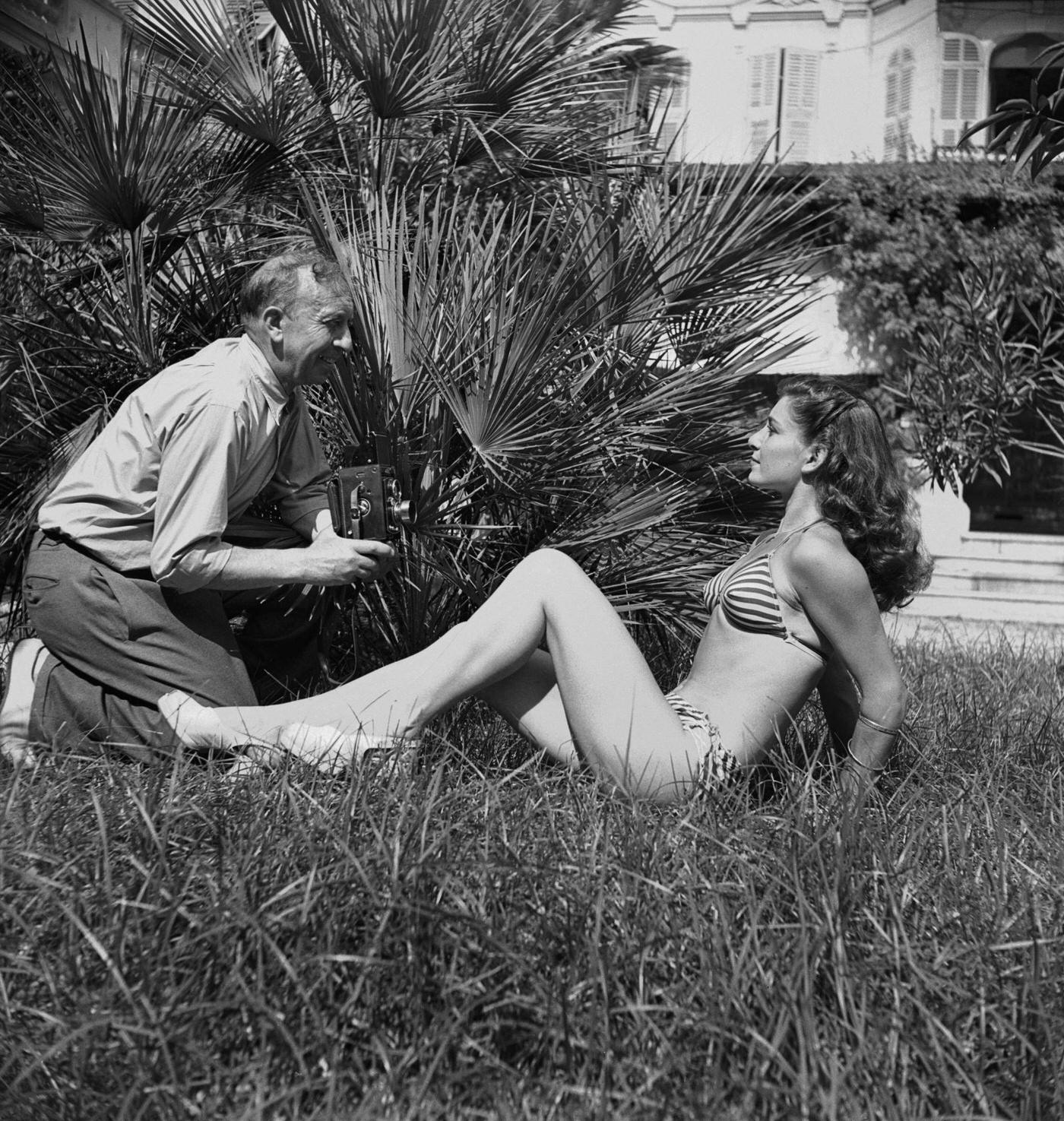 Annie Rouvre and Boris Roger Viollet at the Festival of Cannes, September 1947.