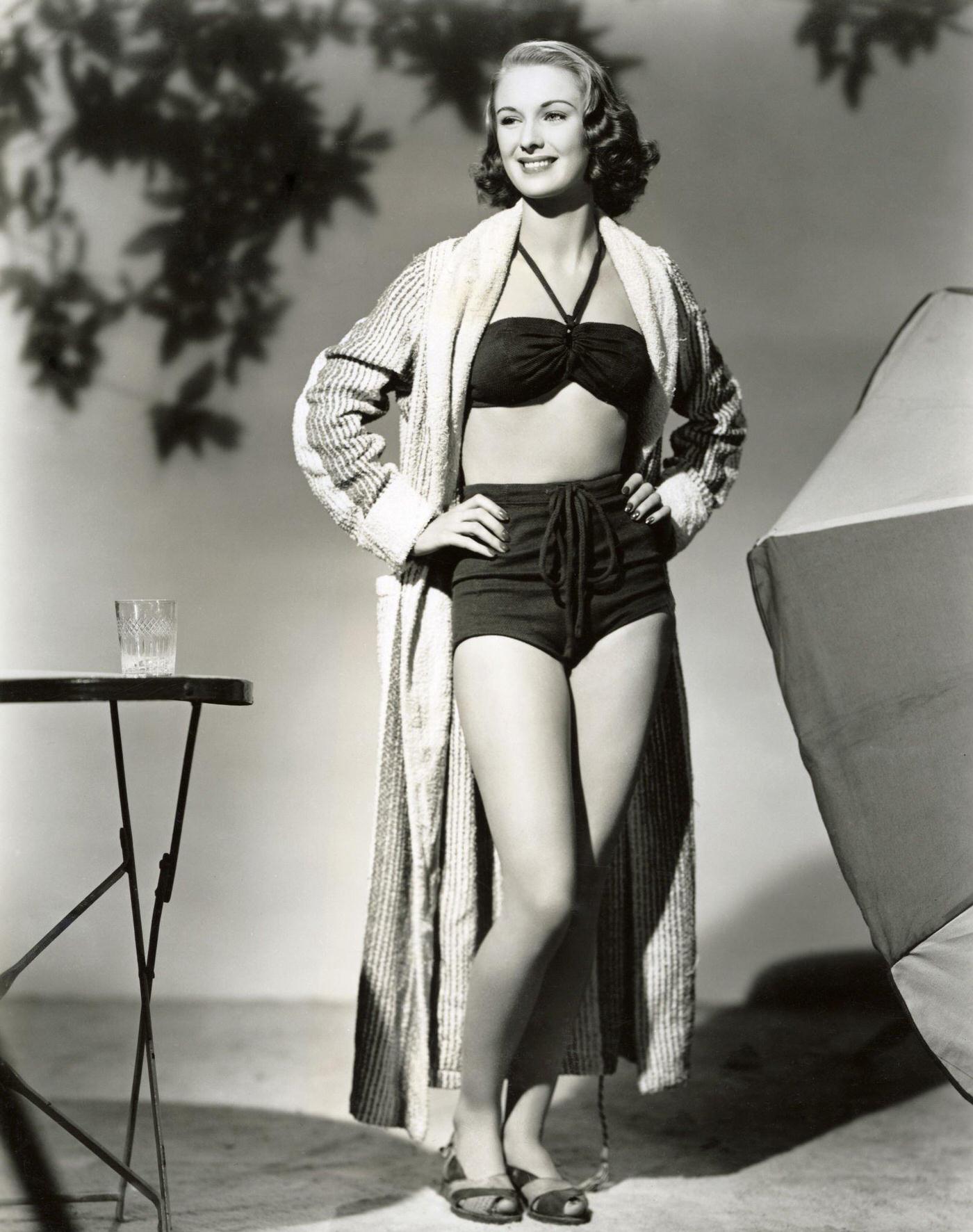 Susan Shaw, English film actress, in a studio portrait, 1947.
