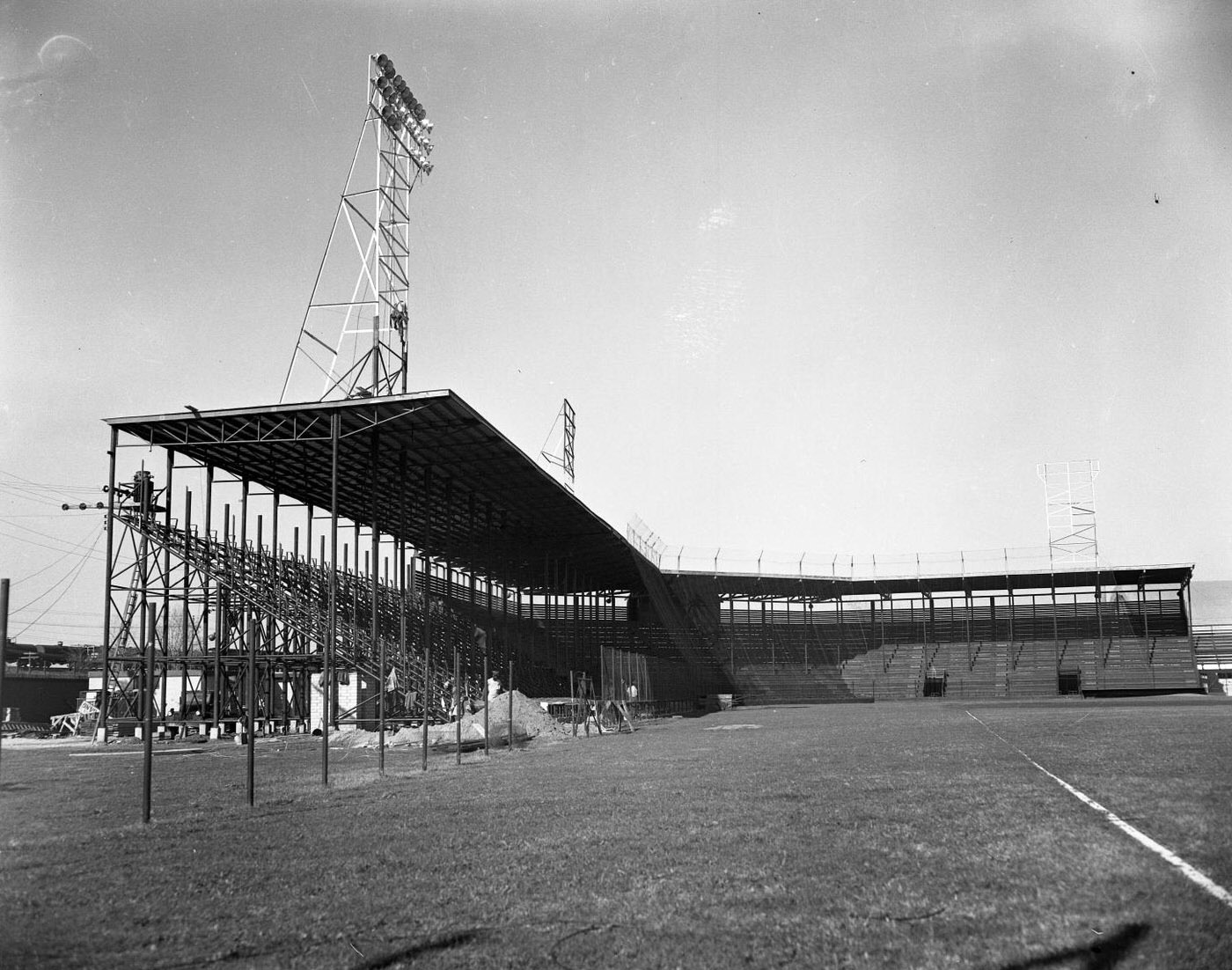 Near-Complete Construction of Stands at Disch Field, 1950