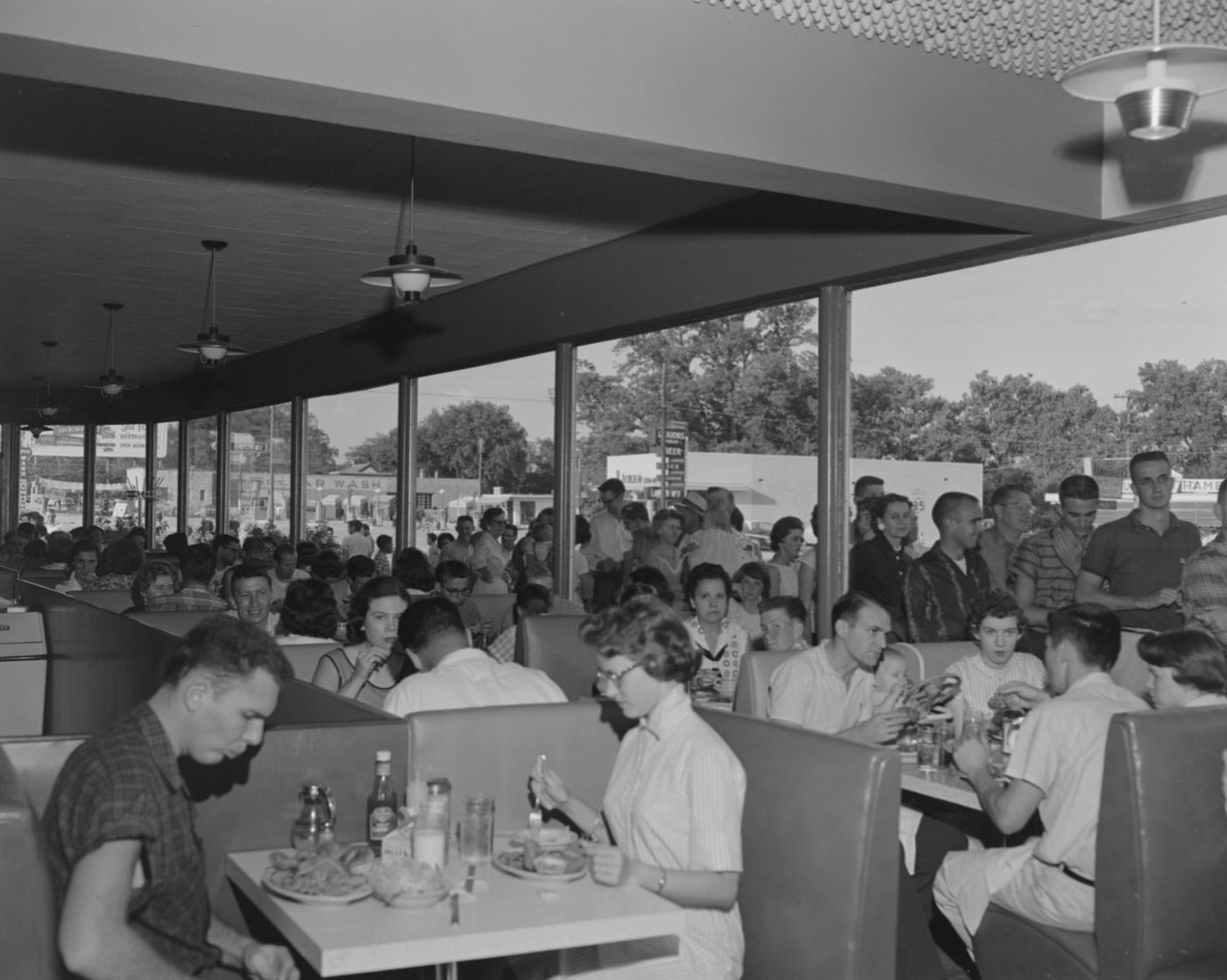 Customers Dining Inside Youngblood's Fried Chicken Restaurant, Austin, 1958.