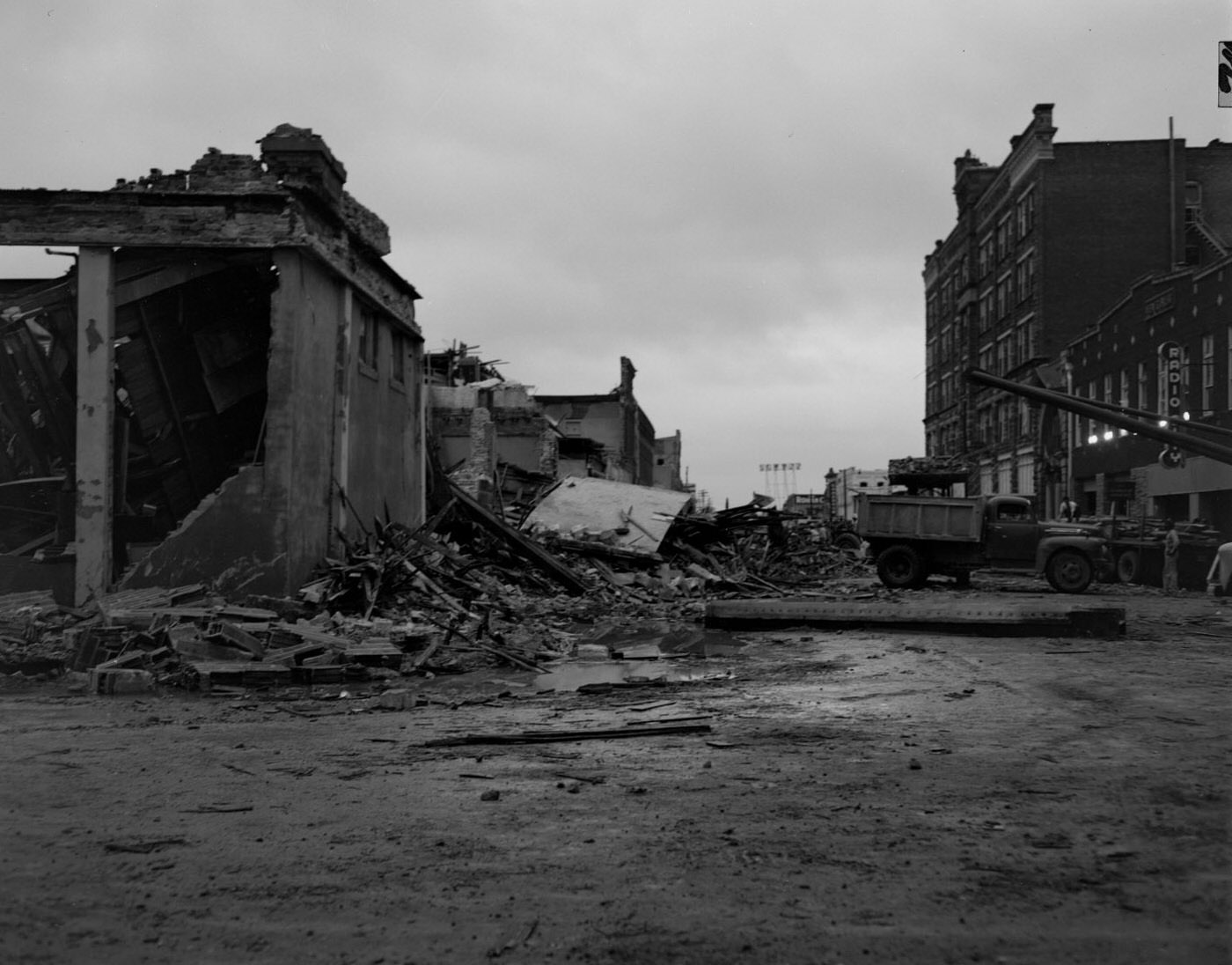 Debris on Street from Waco Tornado in Austin, Texas, 1953