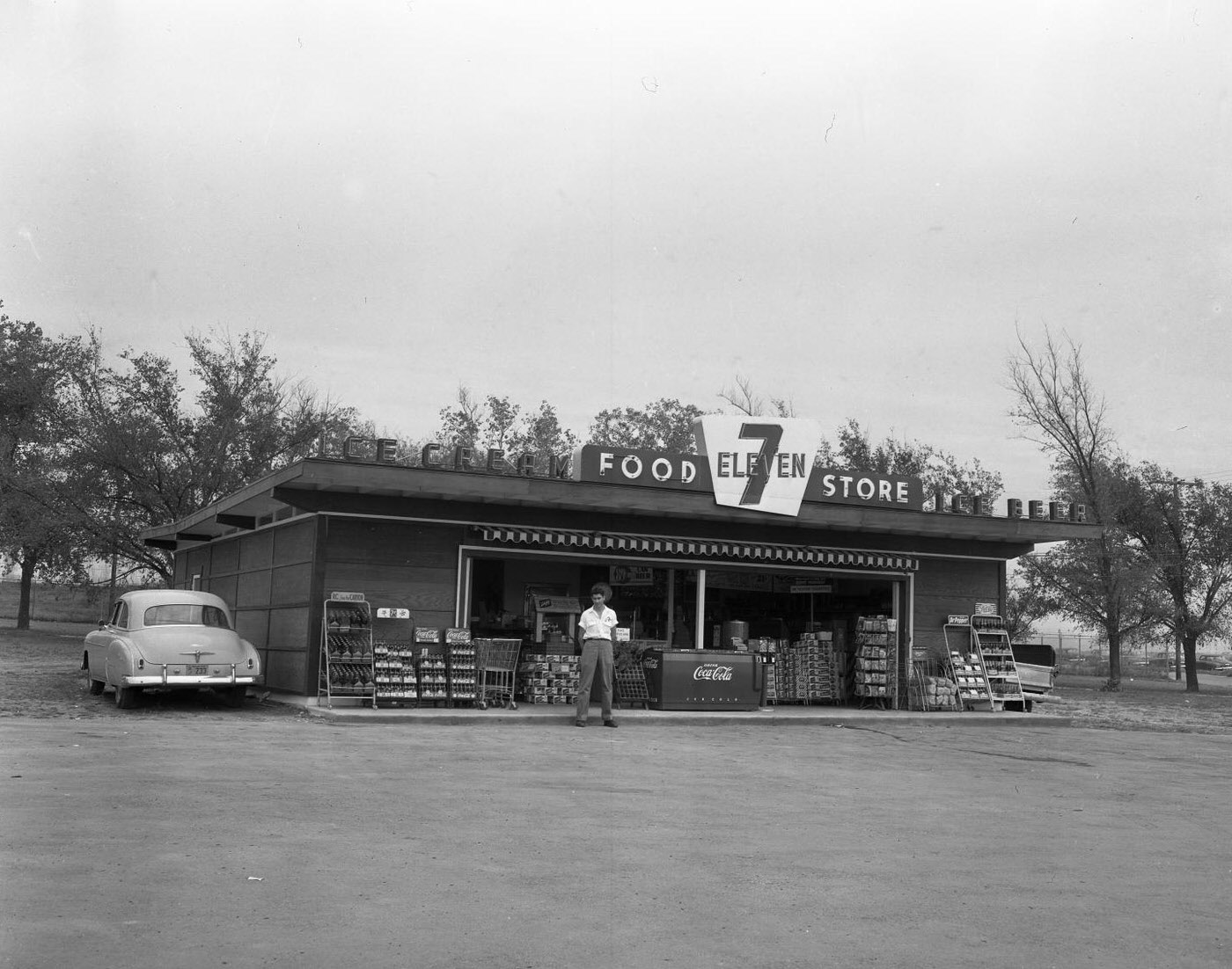 Man Standing Outside 7-Eleven Store, 1953