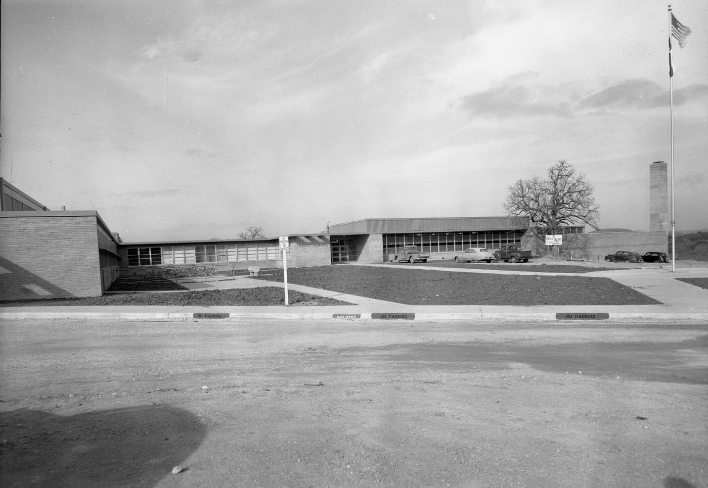 Casis Elementary School with Parked Cars, 1951