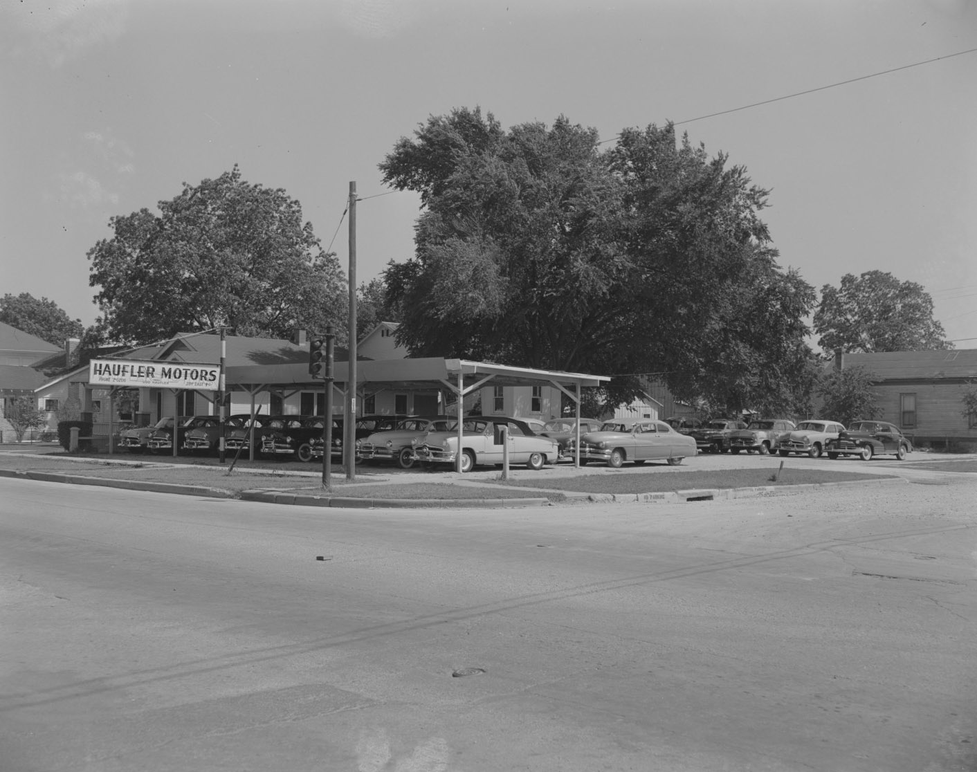 Haufler Motors Exterior with Cars for Sale, 1953