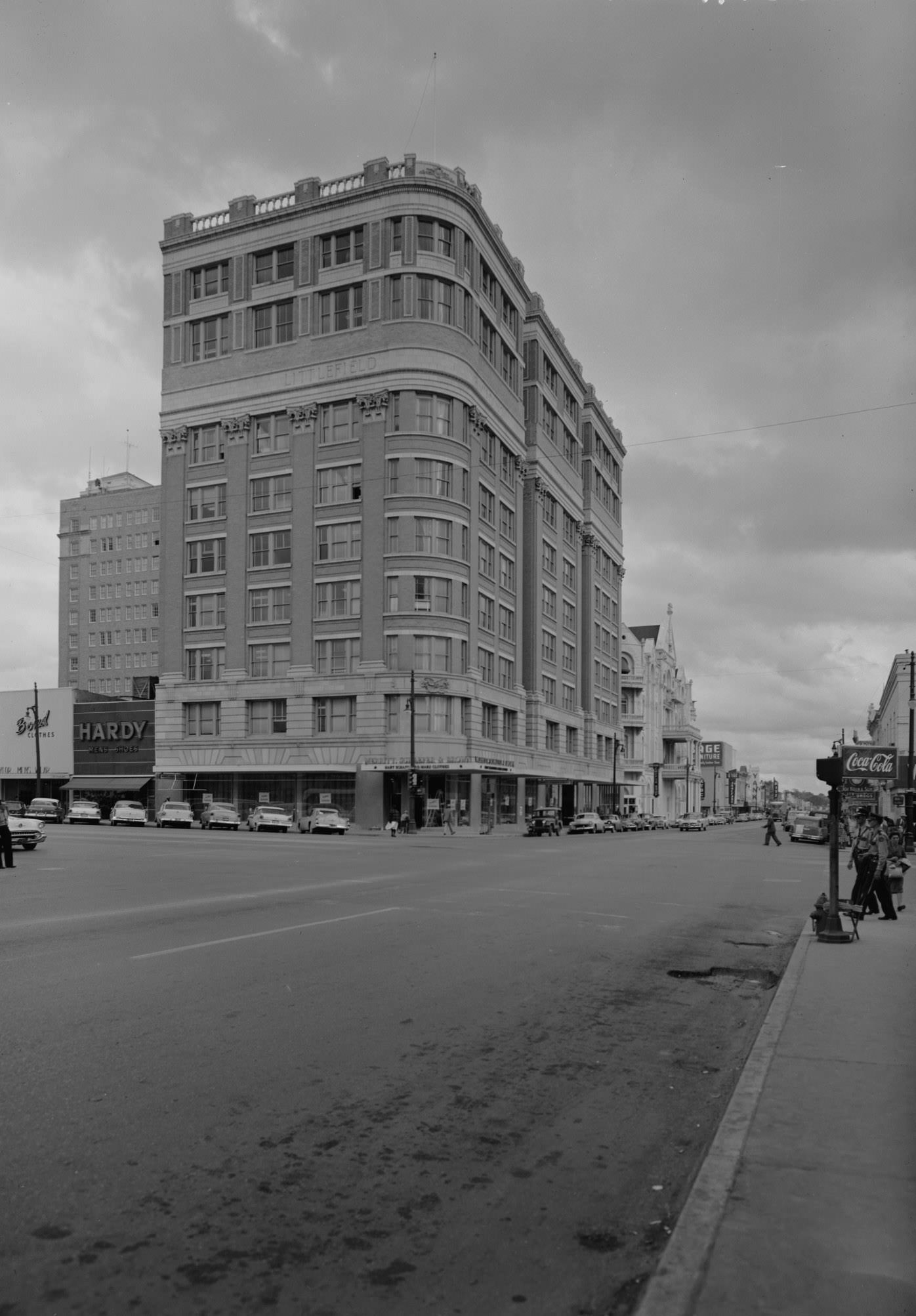 Littlefield Building with Street Activity, 1958
