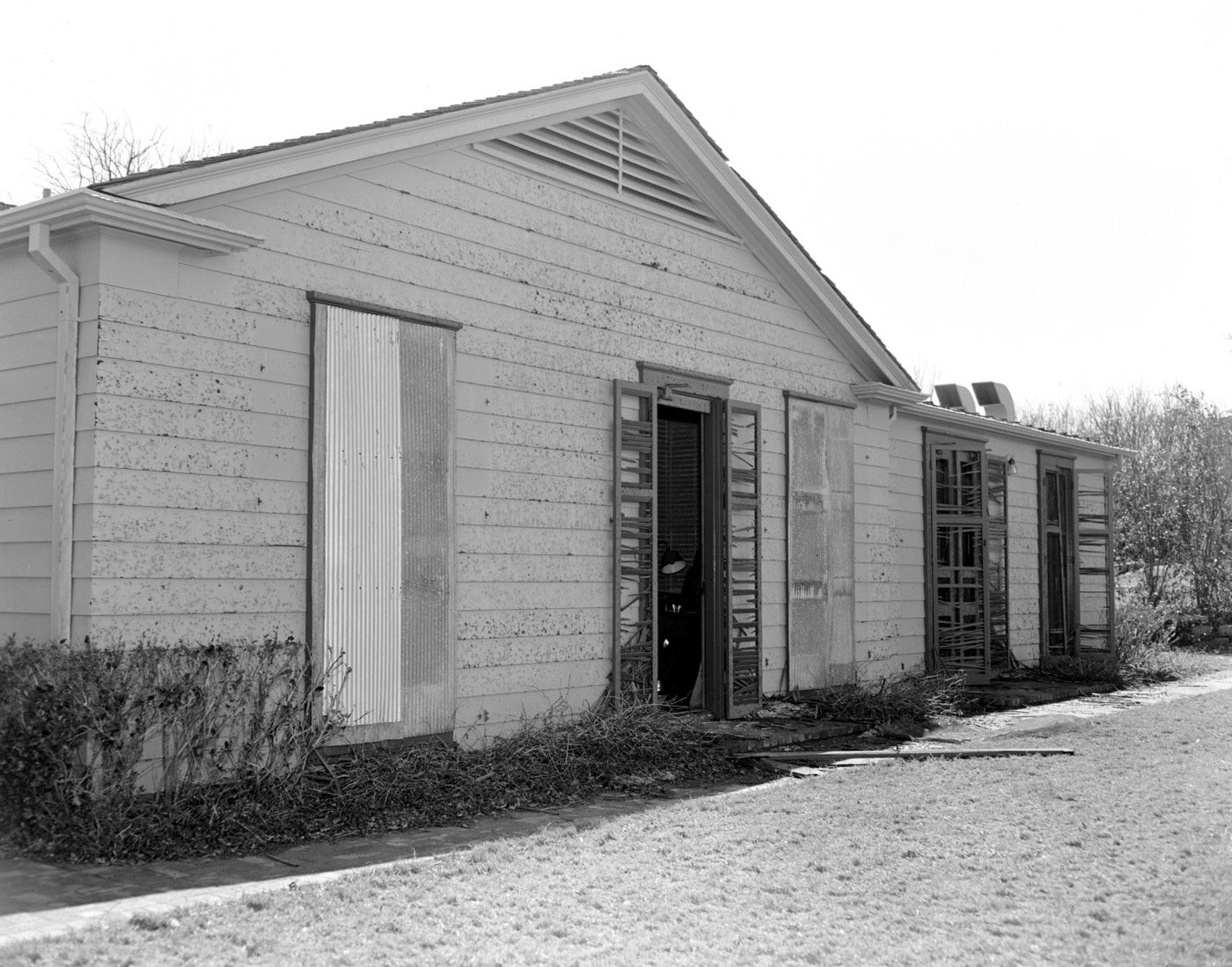 Hail-Damaged Residence on Herman Heep Ranch, 1957.