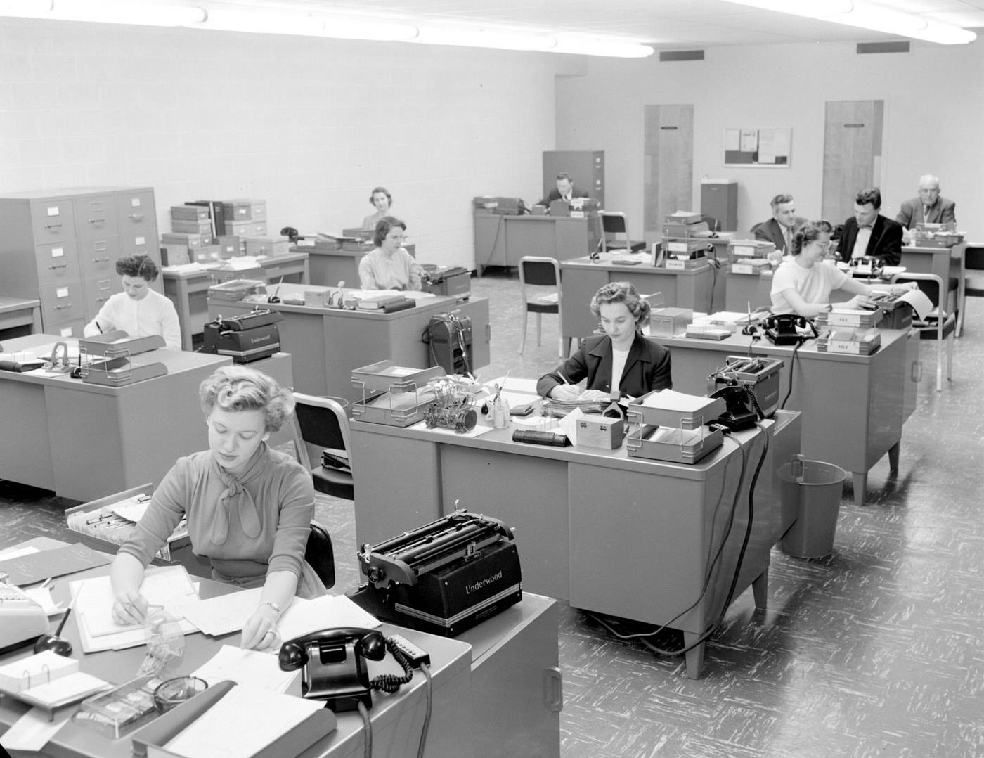 Inside Texas Employees Insurance Association Office, 1955.