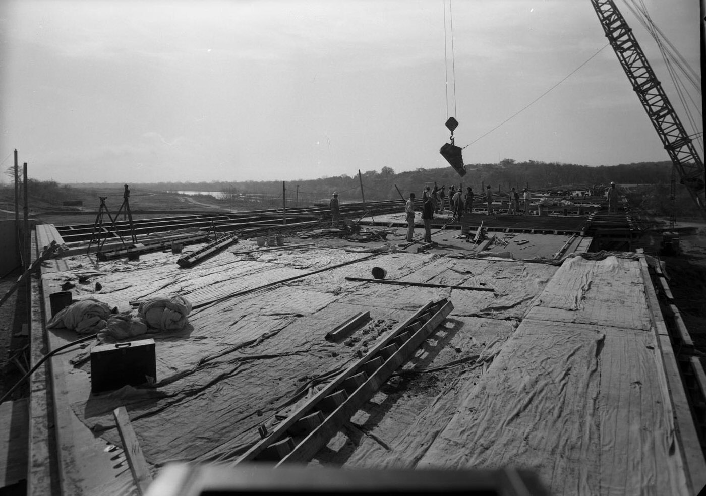 Bridge Construction Site for Interstate Highway 35, 1954.