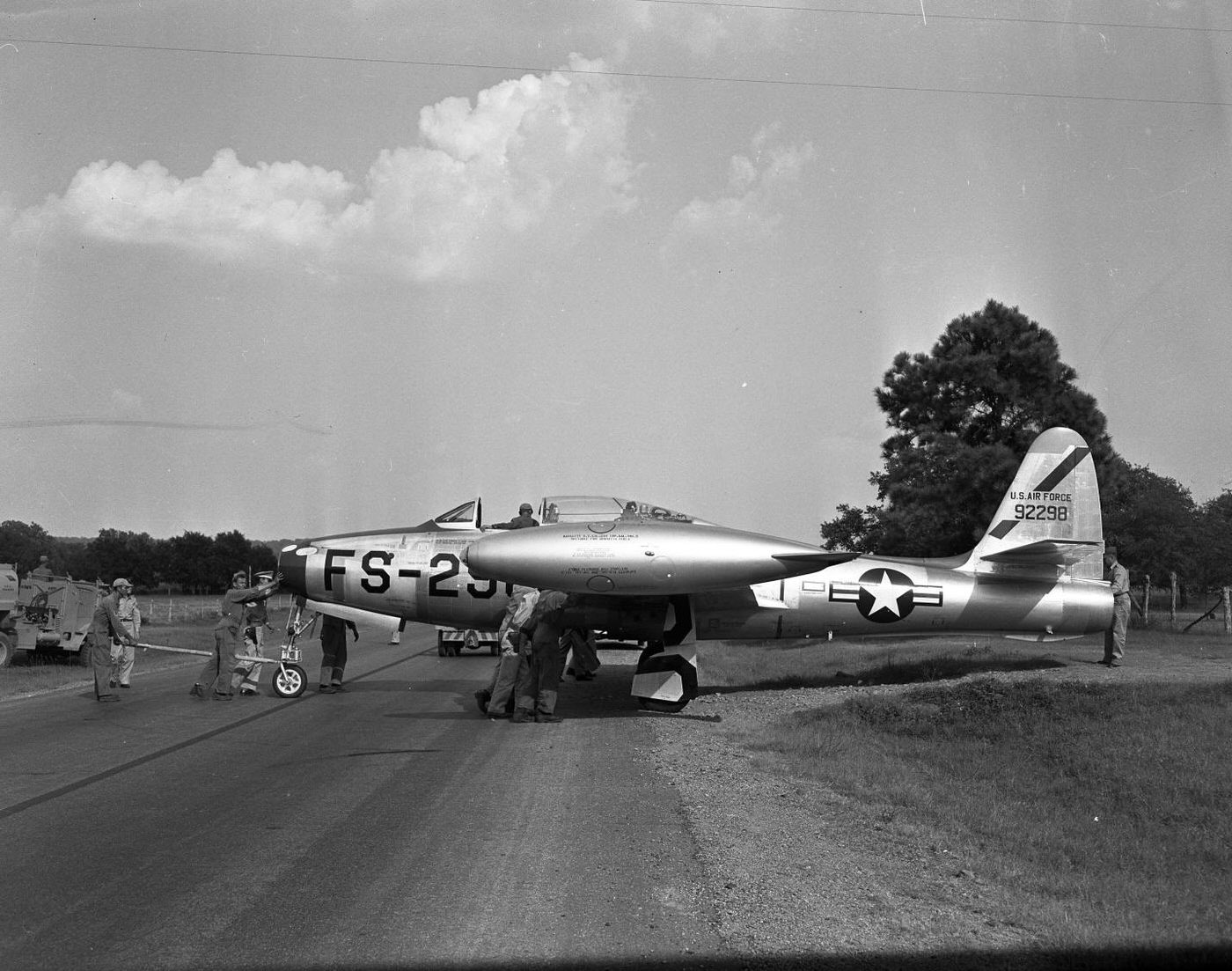 Jet Preparing for Takeoff on Highway, 1950.
