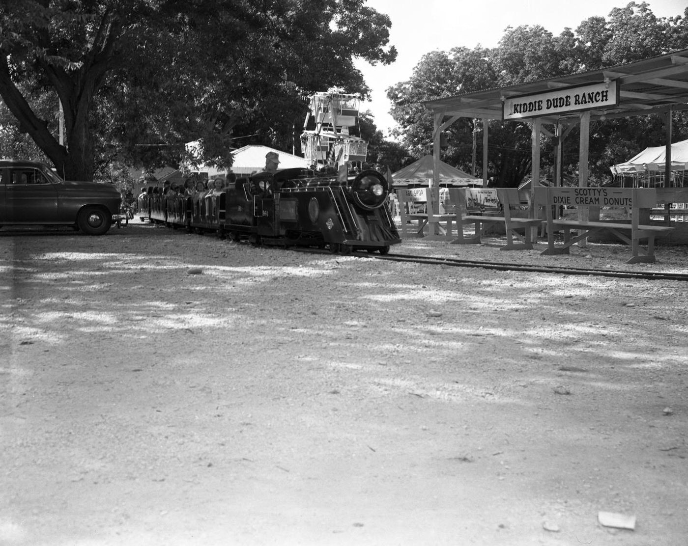 Kiddieland Park Featuring Kiddie Dude Ranch and Train, Austin, 1950.