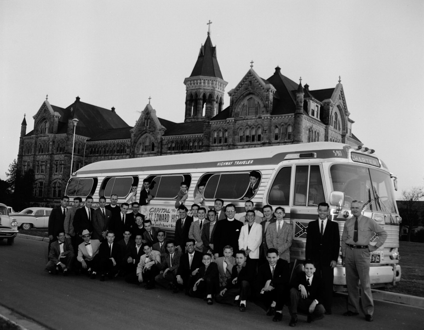 Students and Staff Leaving for Washington from St. Edwards University, 1959.