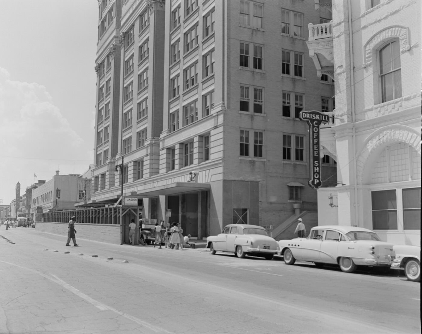 Exterior of Littlefield Building and 6th Street View, 1958.