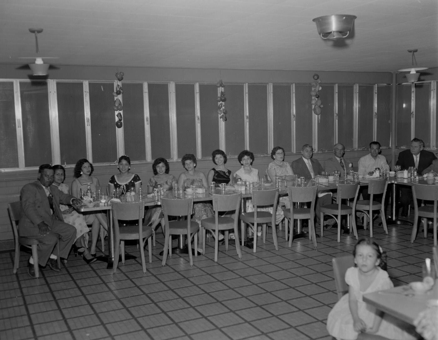 Group Dining at El Mats Mexican Restaurant, 1956.