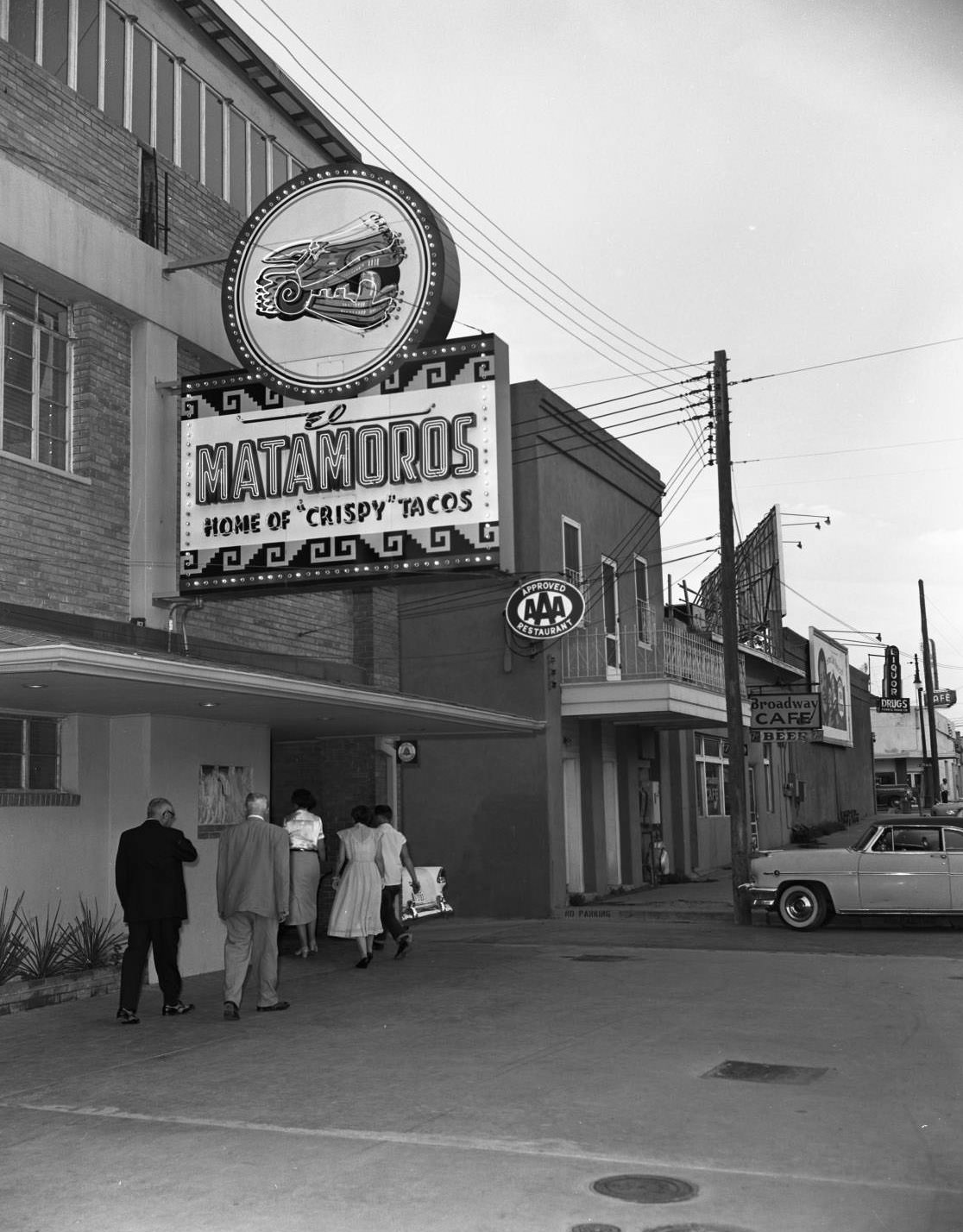 El Matamoros, Home of the "Crispy Tacos," 1957.