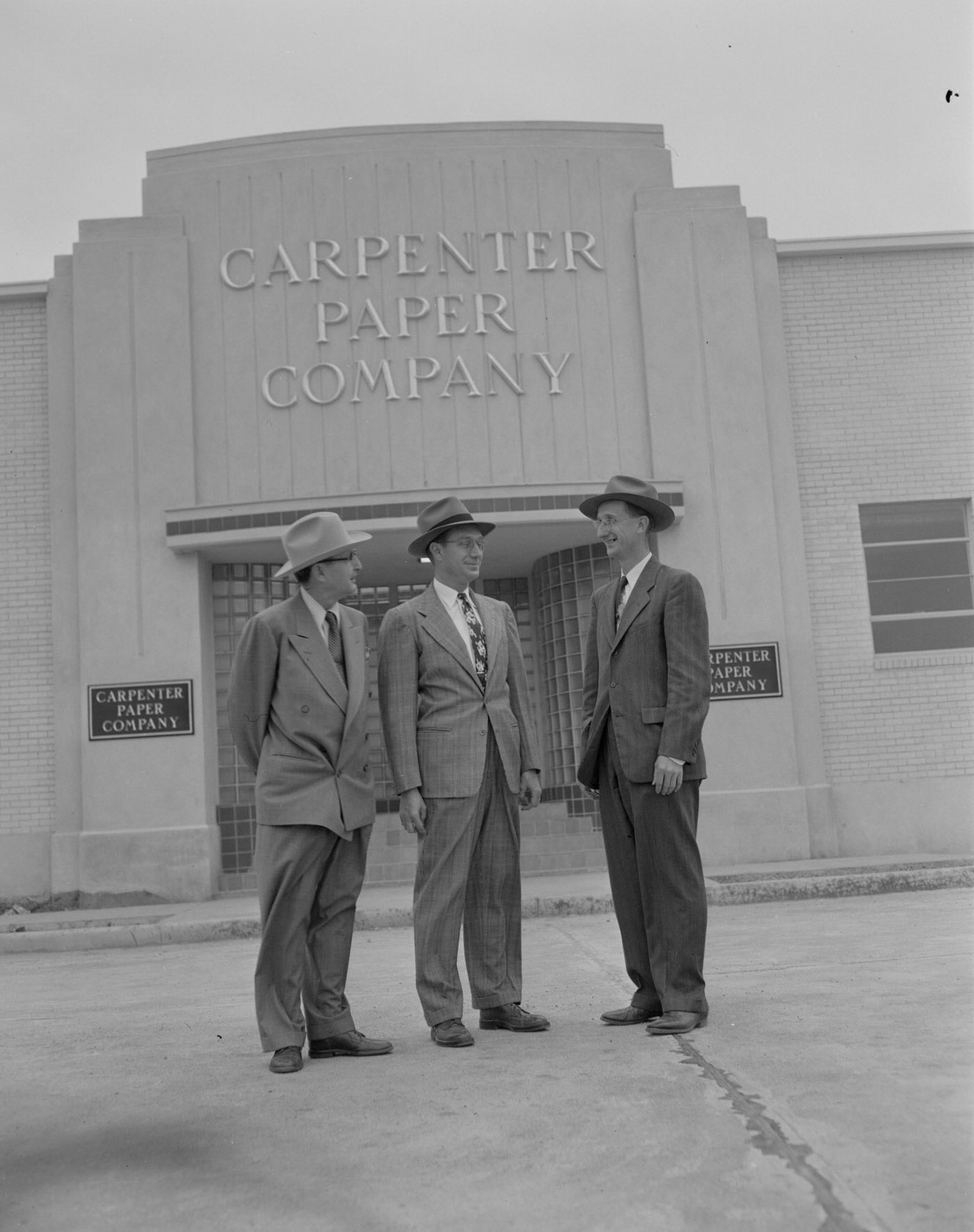 Men in Front of Carpenter Paper Company Building, Austin, 1952.