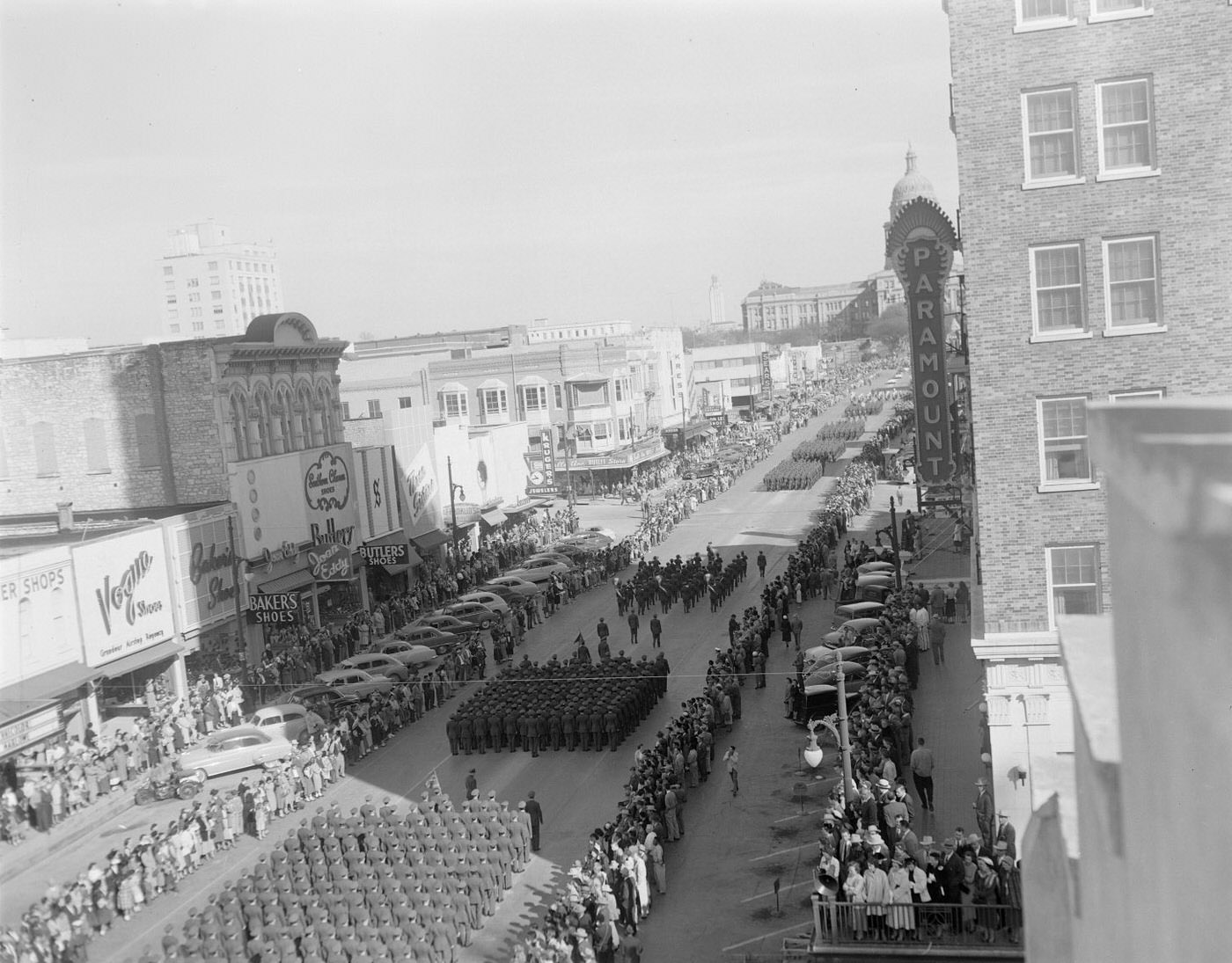 Military Parade in Front of Texas State Capitol, 1953.