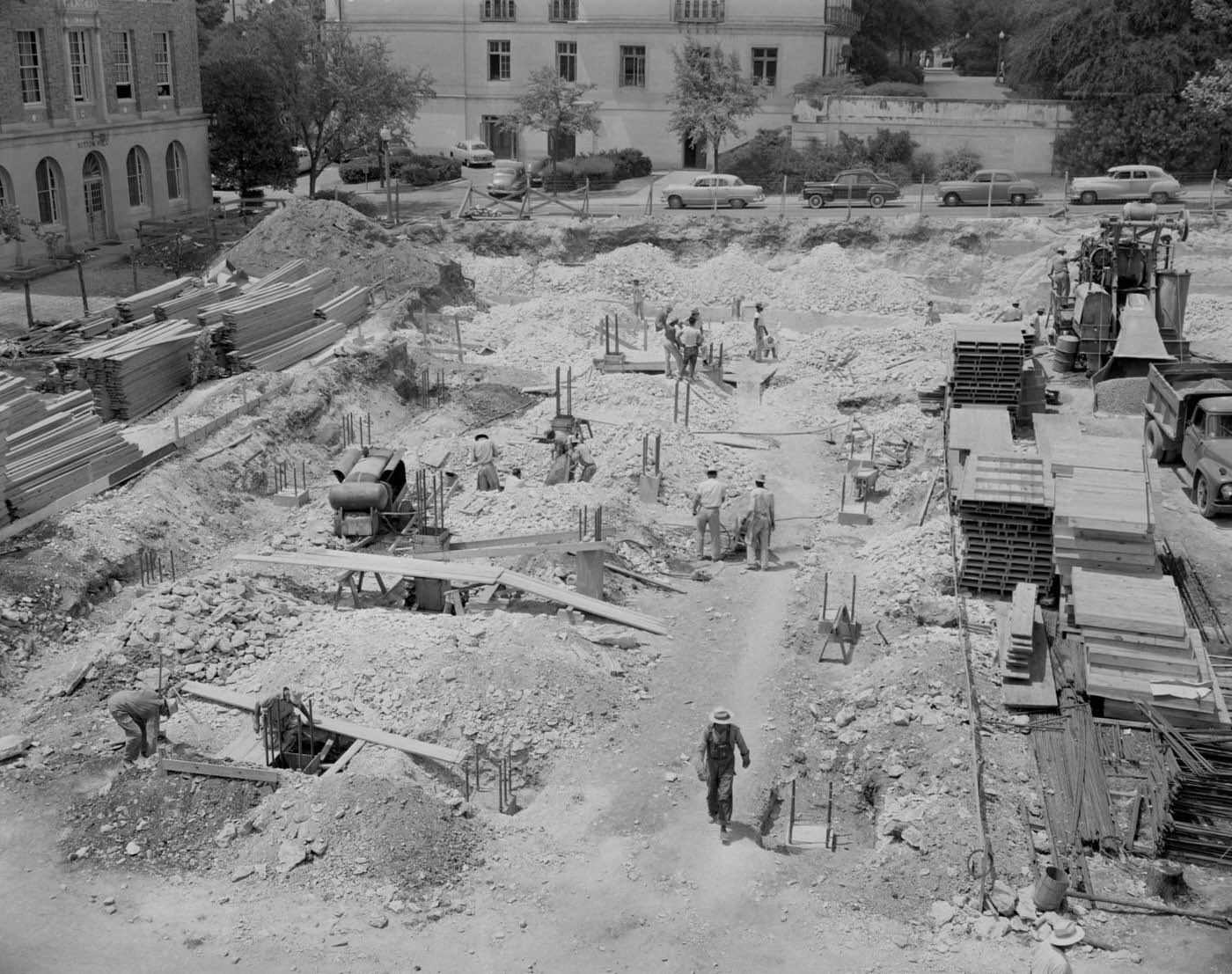 Construction Work at the University of Texas Campus, 1954.