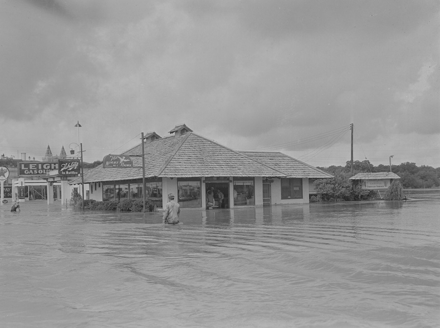 Night Hawk Restaurant During 1957 Flood, 1957.
