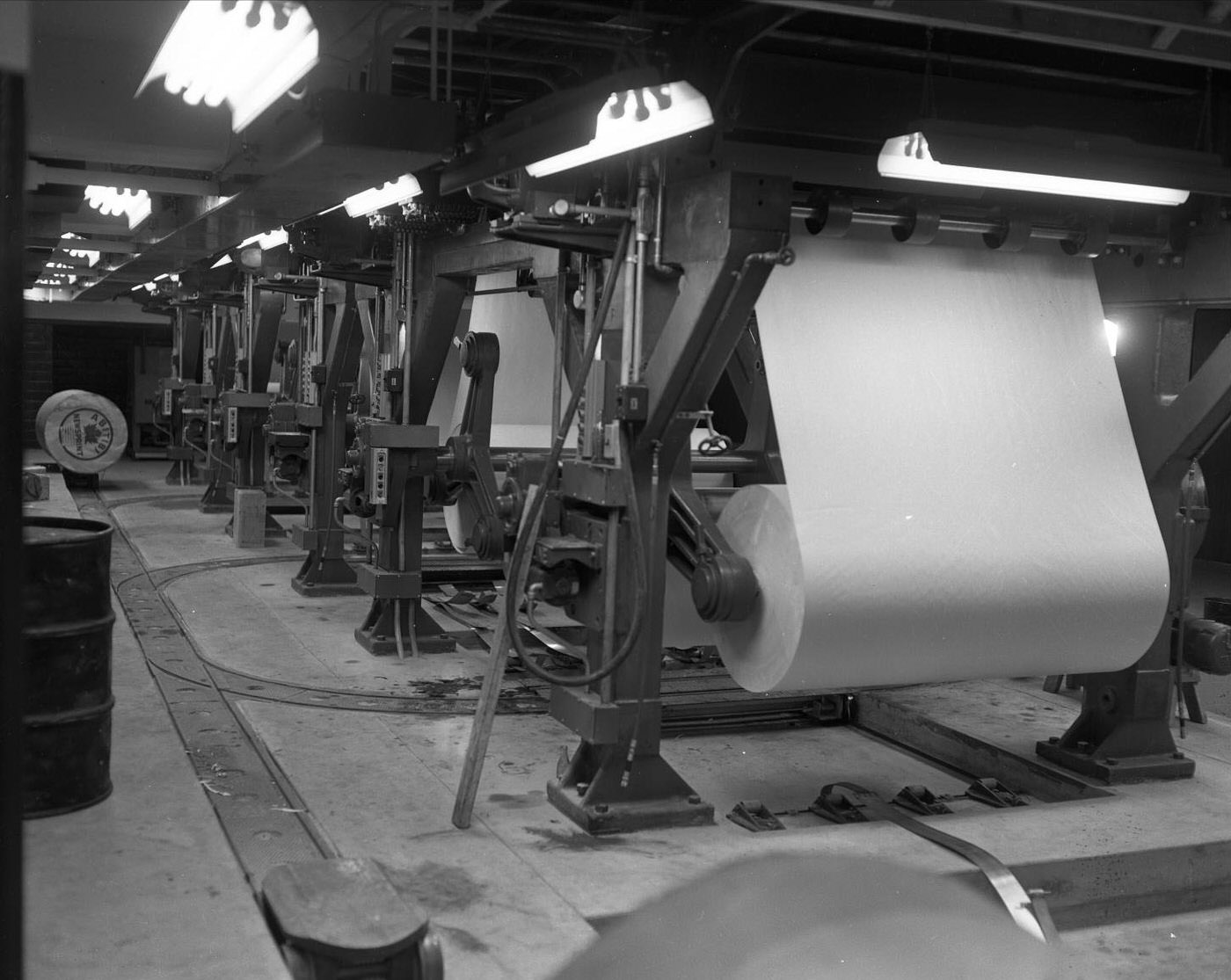 Large Paper Rolls at Austin American-Statesman Facility, 1953.