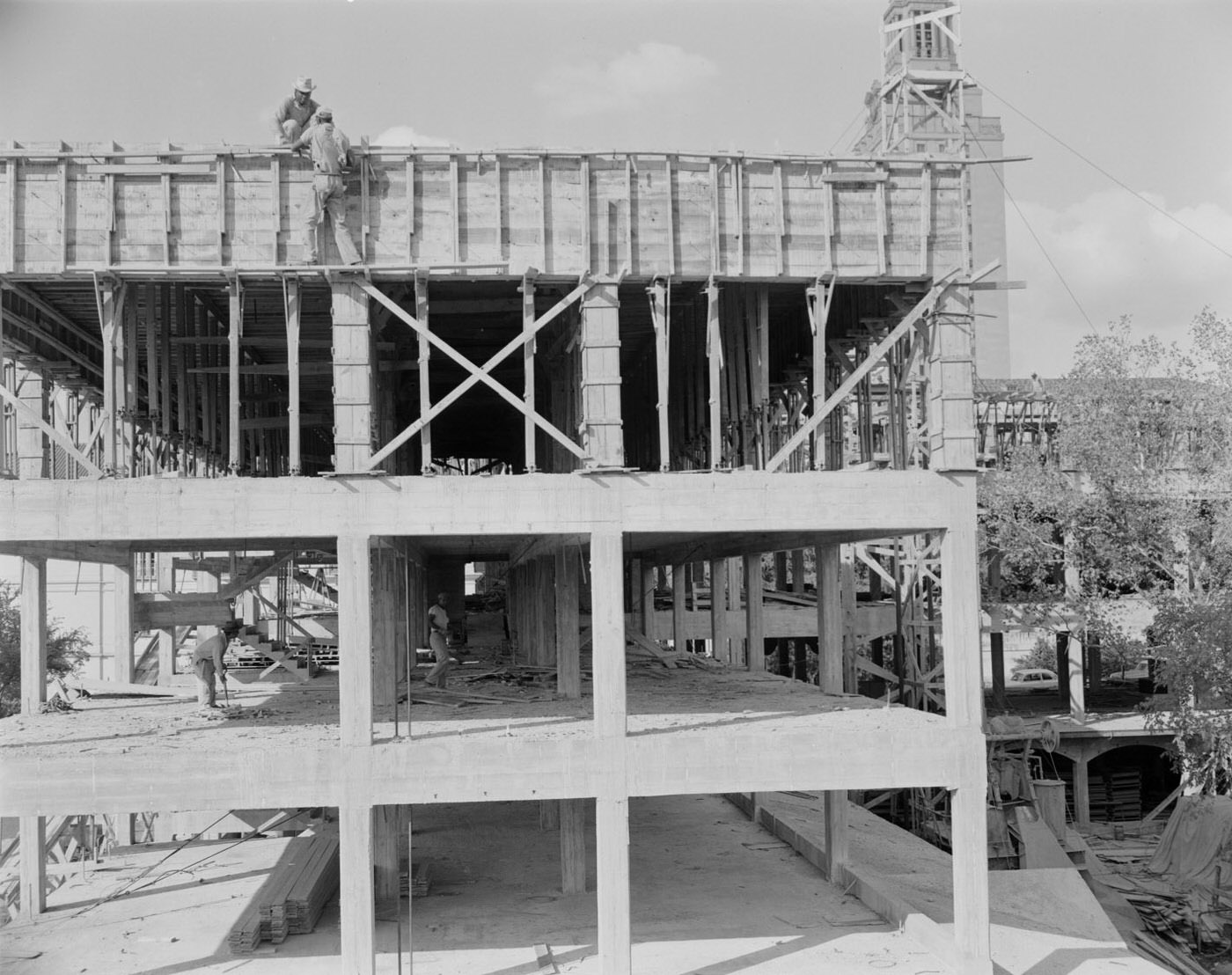 University of Texas, Construction Workers on Building Framework, 1954.